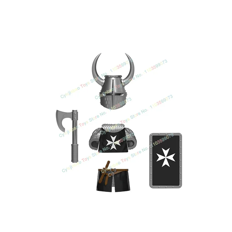 Abad pertengahan Perang Crusader Figure pelipis Sepulchre Teutonic rumah sakit berat Armor Ksatria Armour anak-anak blok hadiah mainan DT8901