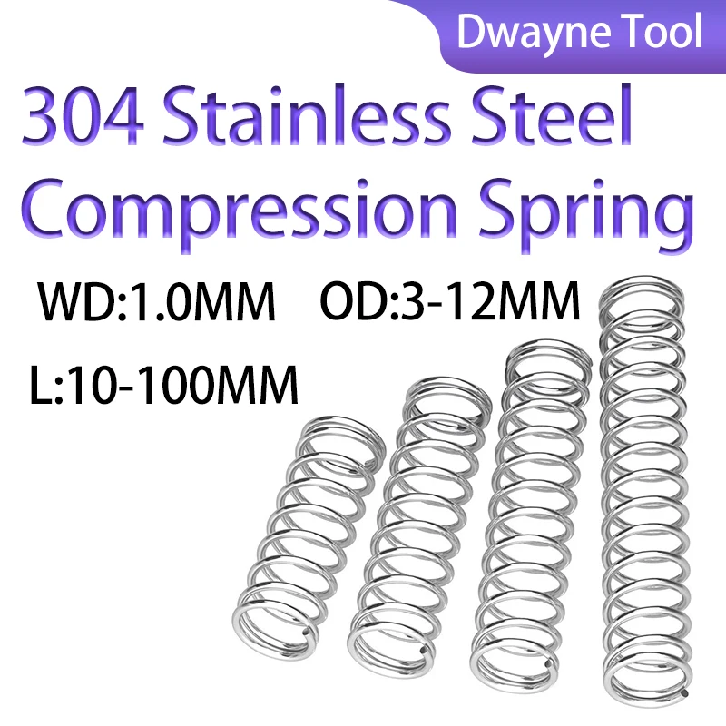 

WD1.0mm, OD3-12mm, L 10-100mm 304 stainless steel small compression spring, covering industrial/toy/vending machine/DIY fields