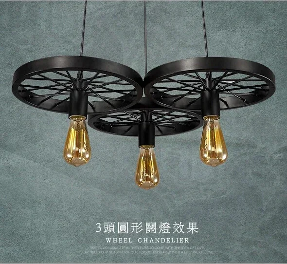 Vintage Lofts Pendant Lights iron wheel Industrial Metal Pendant Tube Lamp Coffee Bar Restaurant Lights with 6 light