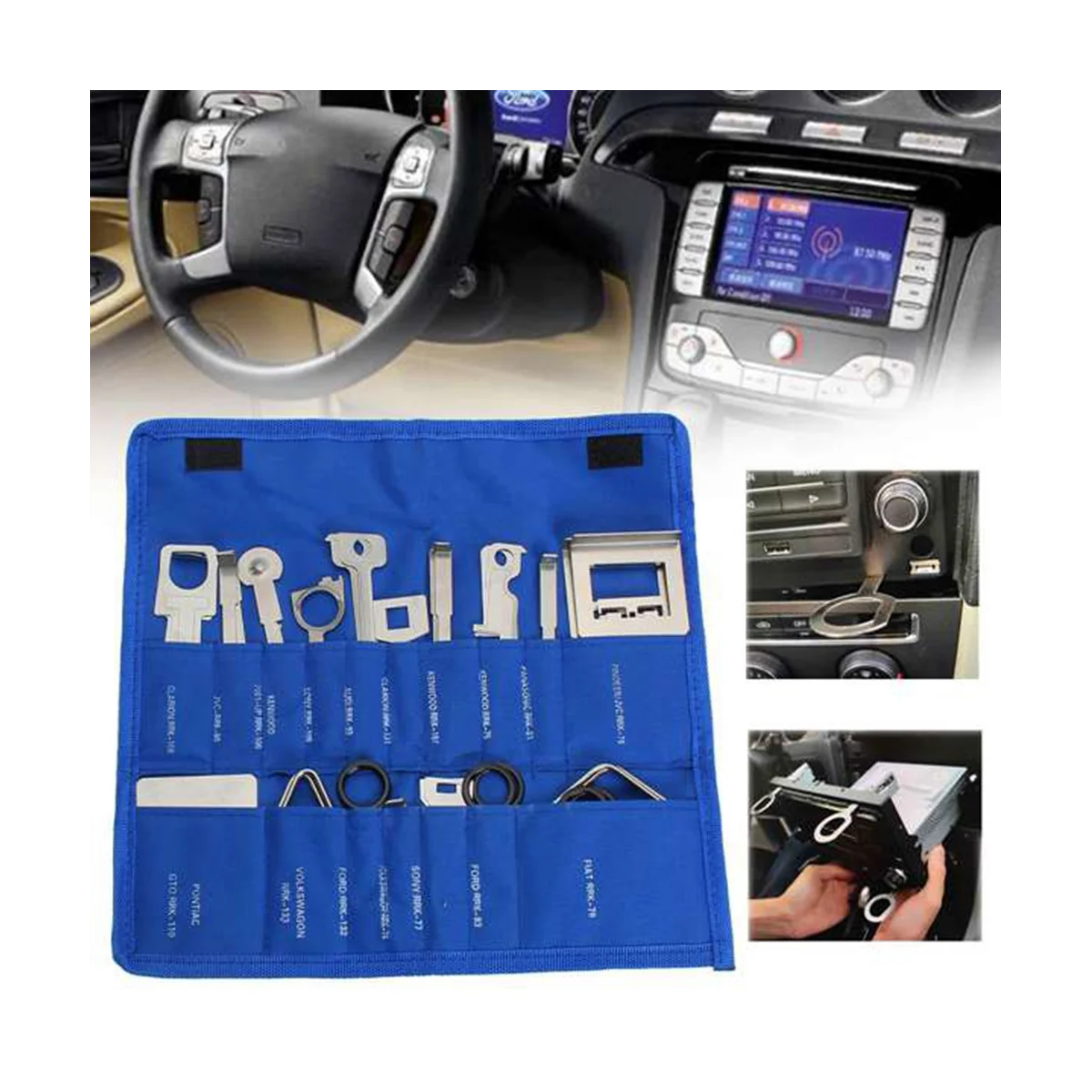 

38Pc Radio Removal Tools Audio Navigation CD Player Stereo Release Door Panel Remover Kit W/5 PC Audio Tools