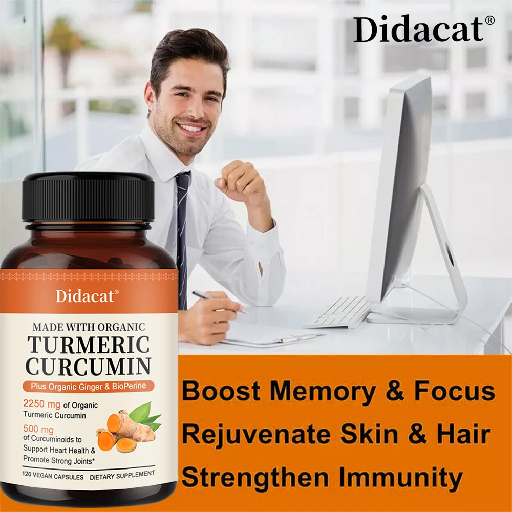 

Капсулы куркумы, 2250 мг, экстракт трав, 95% плохихкинов с черным перцем, мощная поддержка суставов