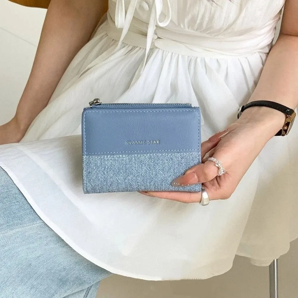 

Cute Mini Short Wallet Zipper Large Capacity Coin Pocket PU Leather Money Bag Women