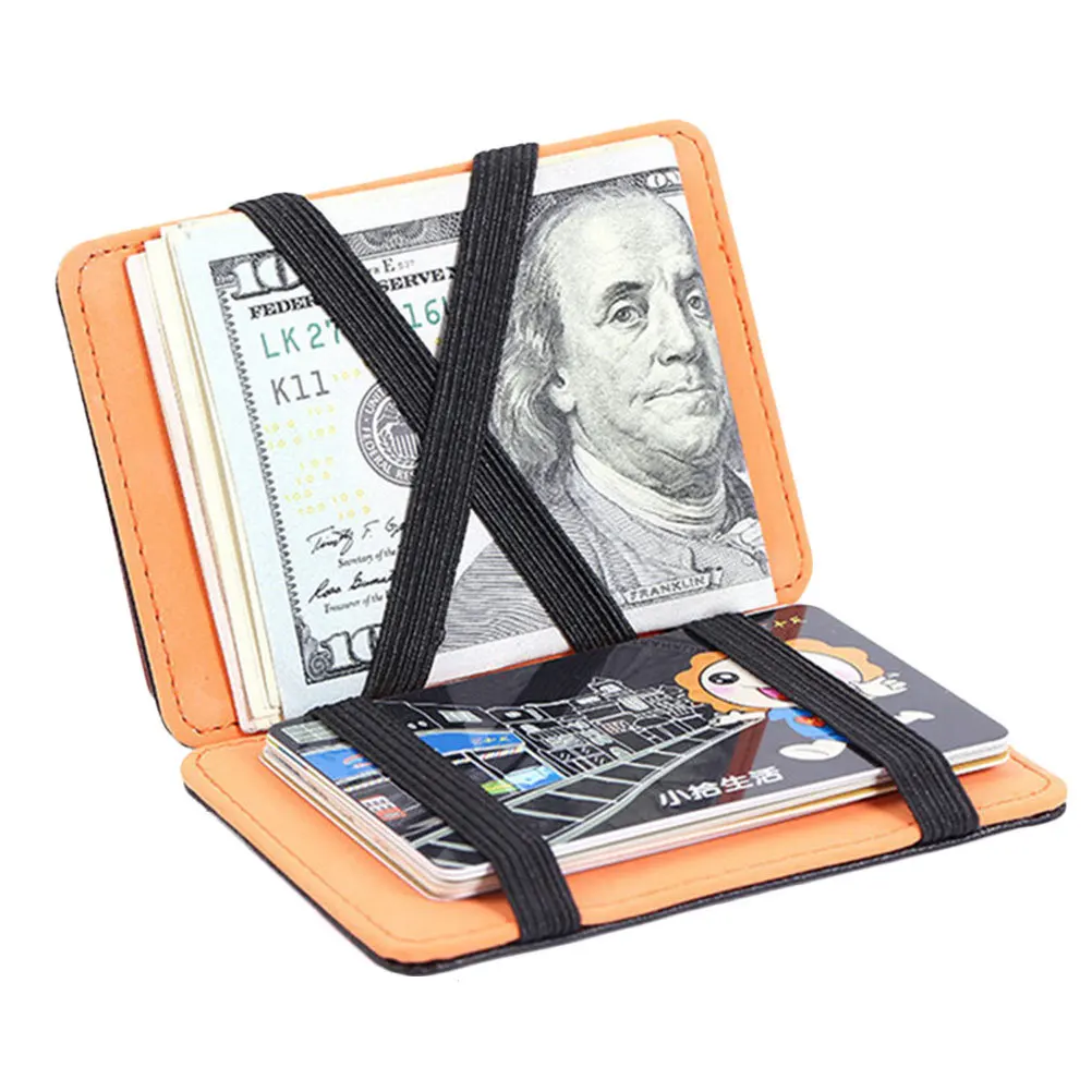 محفظة ثنائية الطي من البولي يوريثان للرجال، متعددة البطاقات للاستخدام اليومي، تصميم برتقالي السطوع، هدية حامل الائتمان #2