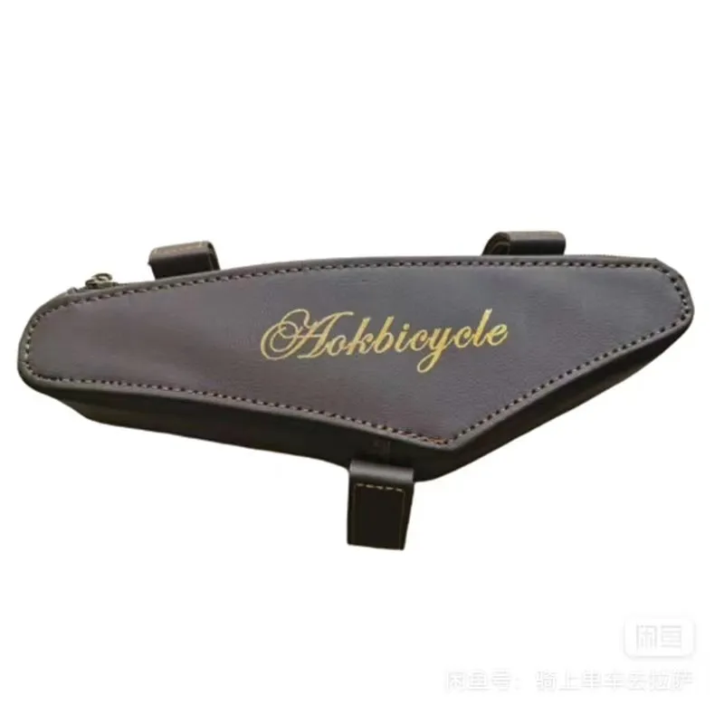 Retro Bicycle Custom Frame Bag, Upper Tube Storage Bag, Middle Tube Tool Bag, ATV Commuter Car PU Leather Bag