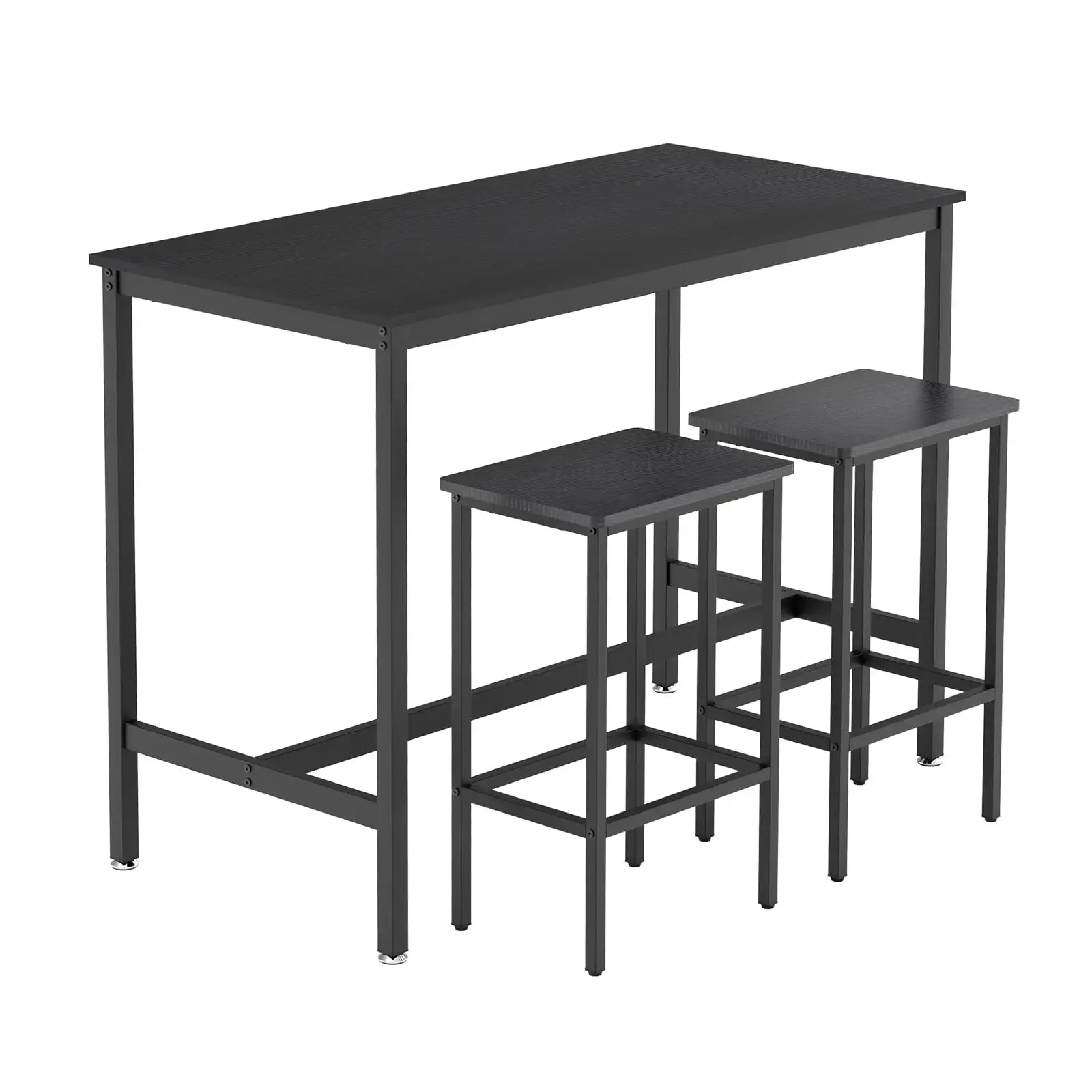 3 Piece Bar Table and 2 Chairs Set Counter Height Dining Set Pub Table Set w/ 2 Stools, Black