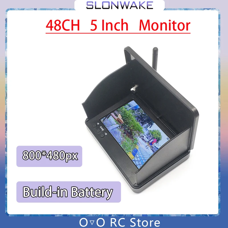 5.8G 48CH 5 Inch LCD fpv monitor 800*480 16:9 NTSC/PAL Auto Search Monitor Build-in Battery For RC Multicopter FPV Drone