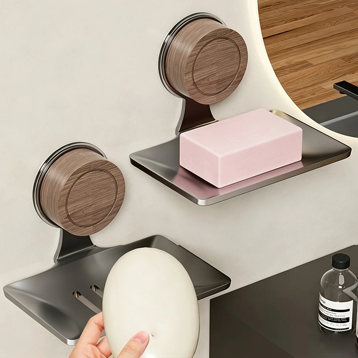 Suction Cup Soap Dish With Drain, No Punch Wall Mounted Metal Soap Holder, Rustproof Bathroom Soap Tray For Shower And Kitchen