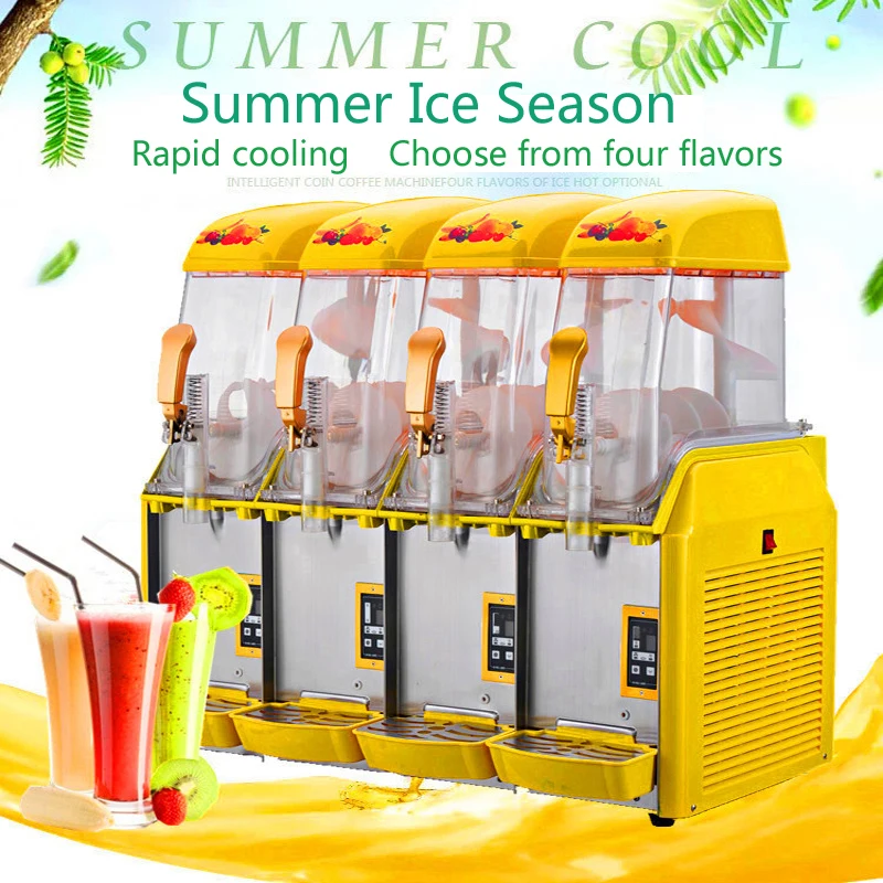 Double Tanks Slush Machine 12L*2 Stainless Steell Snow Melting Machine 220V Ice Cream Maker Cold Drinking Dispenser