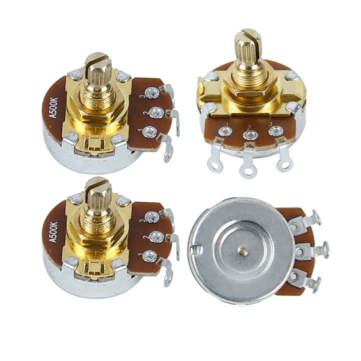 FLEOR 4PCS 250K / 500K Potentiometer Electric Guitar 15mm Short Split Shaft Volume Tone Control Pots Full Size Guitar Parts