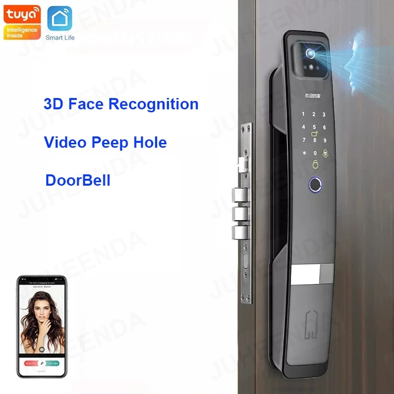 Smart Lock with Camera 3D Face Recognition DoorBell Fingerprint Card Password Code Auto Burglarproof Security Digital Door Locks