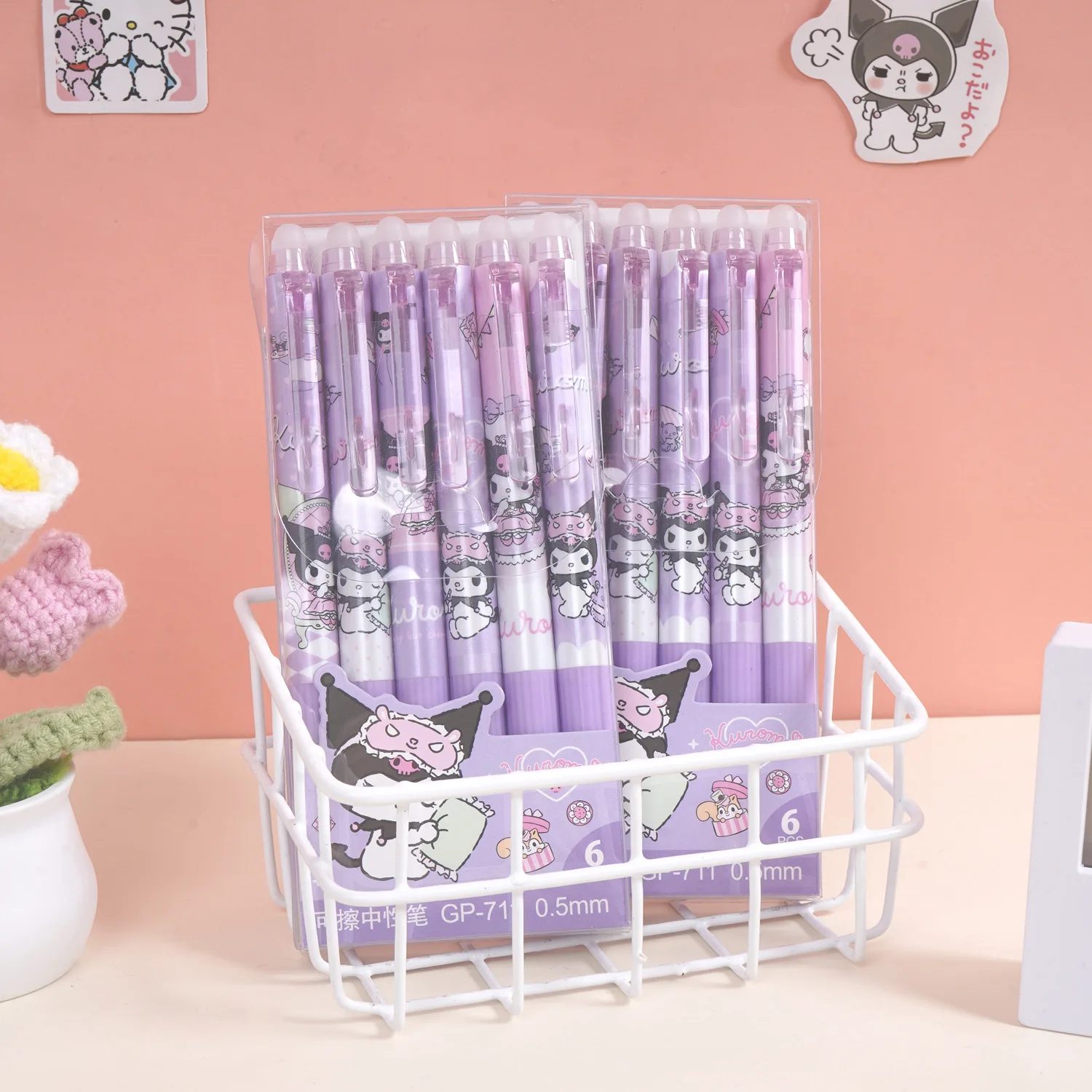 

Kawaii Hello Kitty Gel Pen My Melody Cinnamoroll Erasable Gel Pens Cute 0.5mm Blue Ink Neutral Pen Office School Supplies Gift