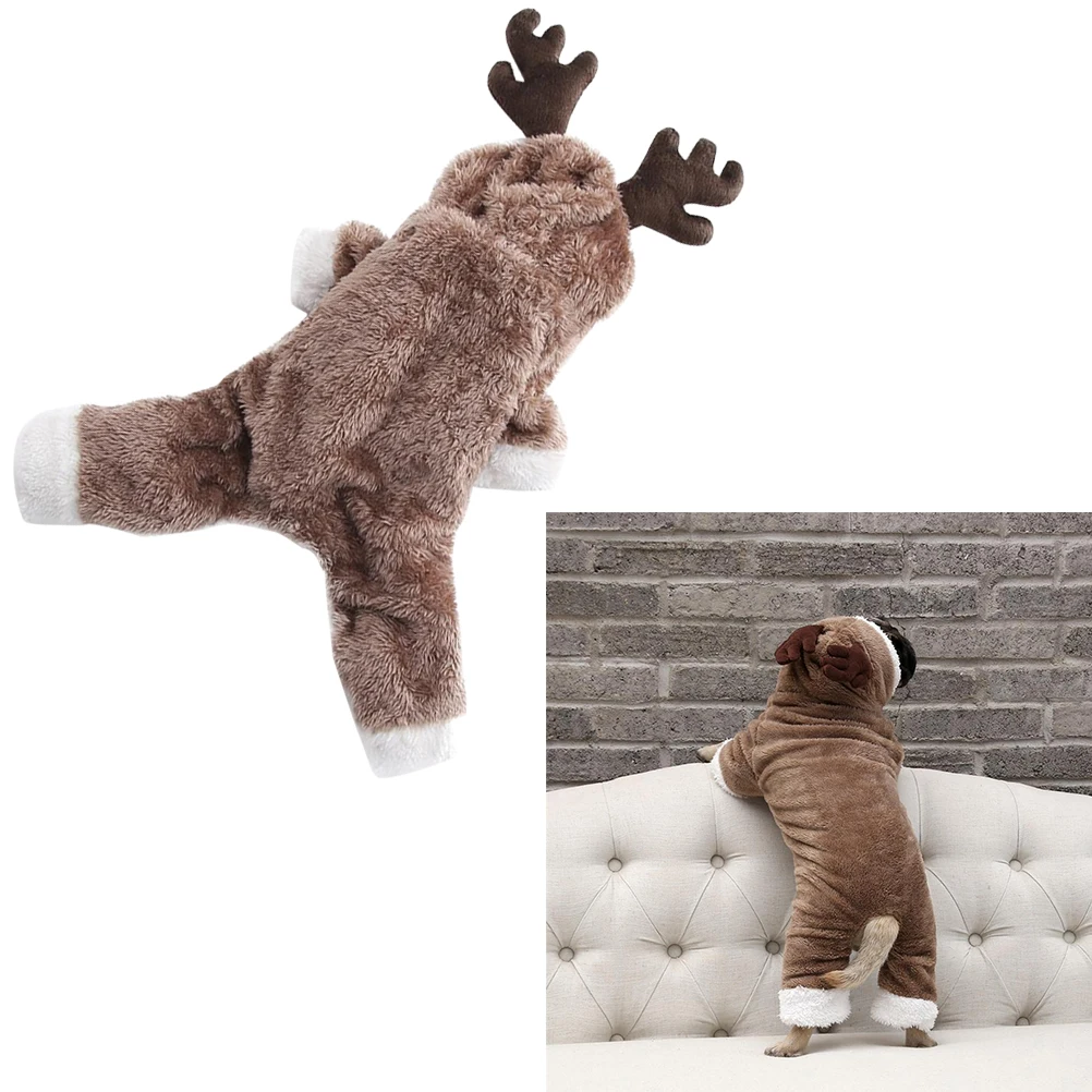 

Dog Clothes Double Thickened Winter Coat Elk Style Comfortable Dog Hoodies Pet Outfits Warm Sweatshirt Size Xs for Small Dogs