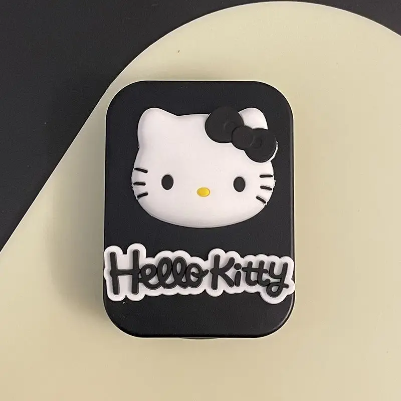 Hello kitty cute cartoon sanrio creative anime sweet cool black heart-shaped contact lens case care two-piece gift wholesale