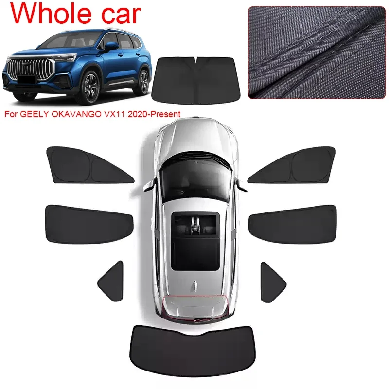 

Car Black Window Privacy Sunshade For GEELY OKAVANGO VX11 2019-2026 UV Block Sun Protection Interior Blackout Cover Accessory