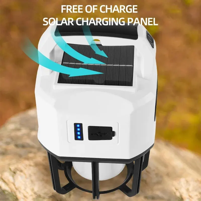 Éclairage de charge de camping en plein air à LED, lumière d'urgence solaire, ultra longue endurance, escales de tente