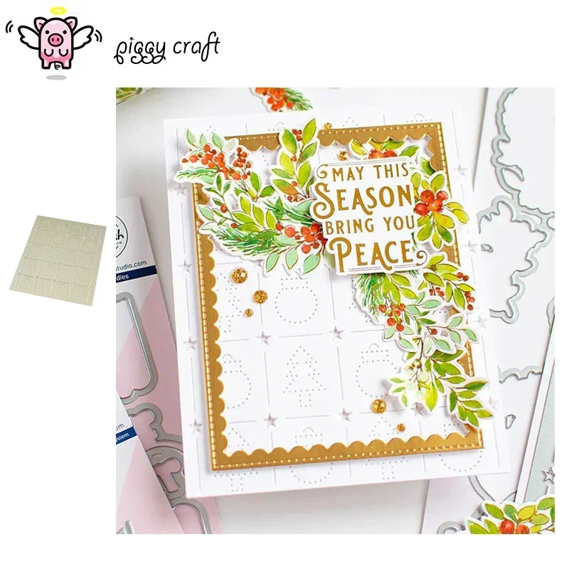 Piggy Craft metal cutting dies cut die mold Christmas background frame Scrapbook paper craft knife mold blade punch stencils