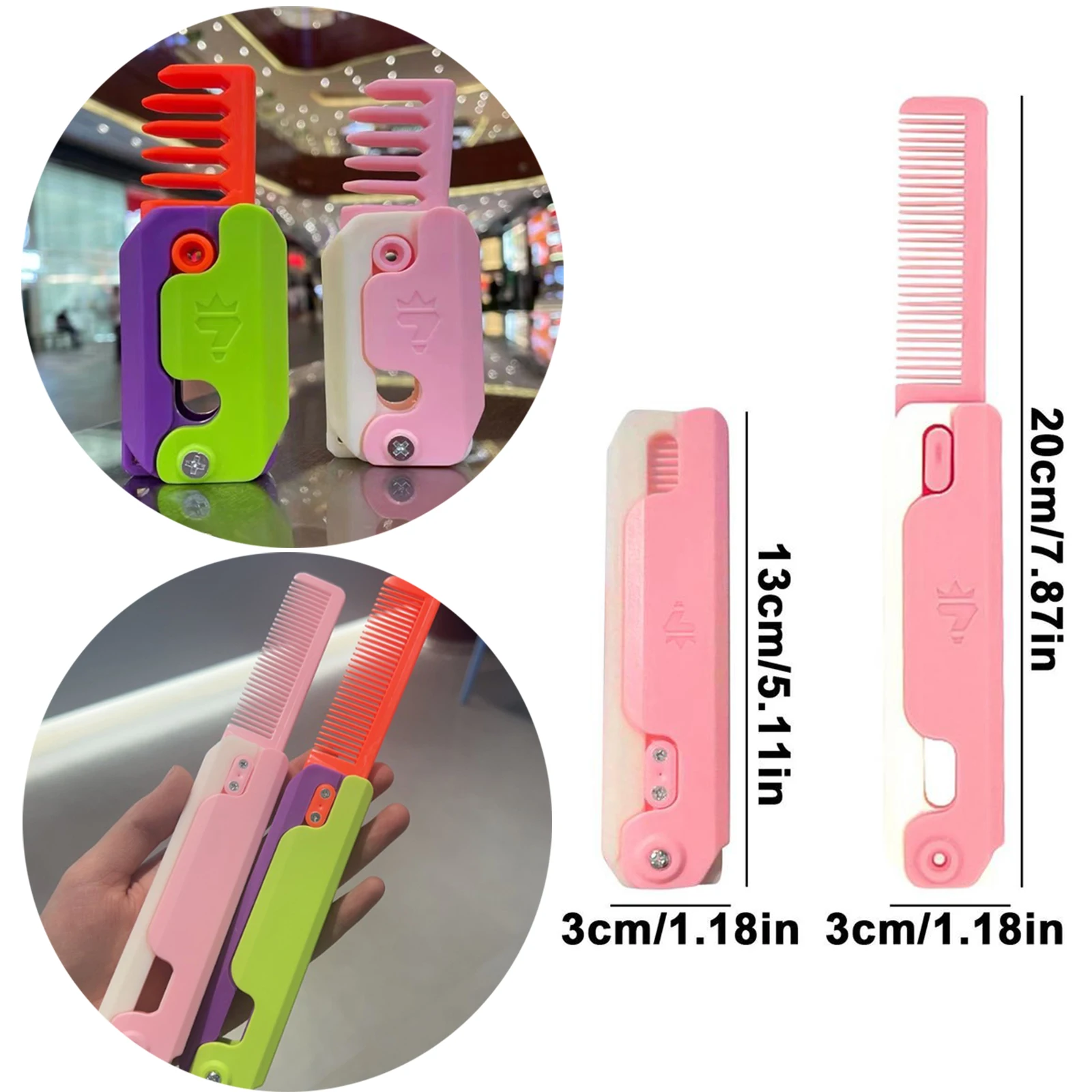 3D Gravity Straight Comb Small Radish Knife Comb Cute Stress Relief Fidget Toys Travel Out Portable Cute Model Butterfly Comb