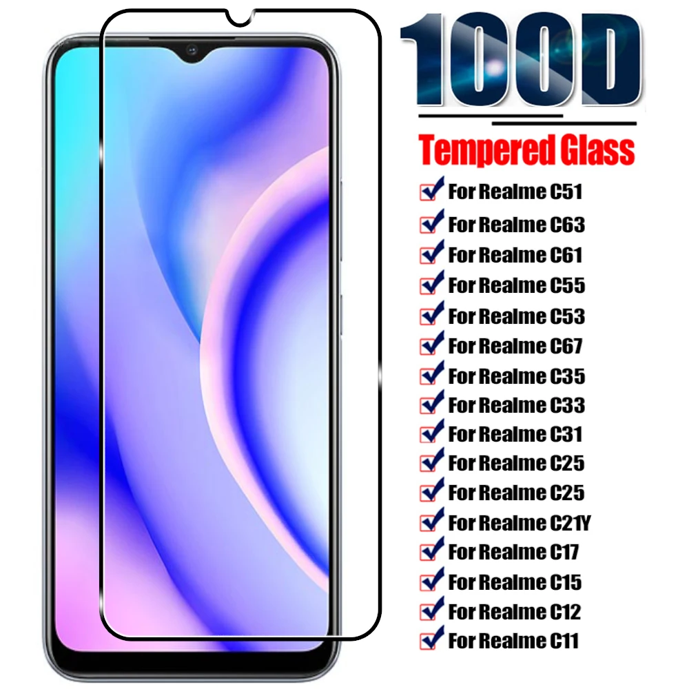 1Pcs Tempered Glass For Realme C67 C63 C61 C51 C55 C53 C35 C33 C31 C25 C21 C17 C15 C12 C11 C30s C20 C3 C2 Glass Protective Film