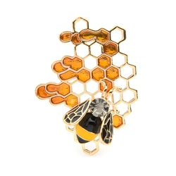 SHMIK Creative Bee Honeycomb Crystal Accessories Brooch For Women Decoration Elegant Jewelry Lady Suit Coat Accessories Corsage