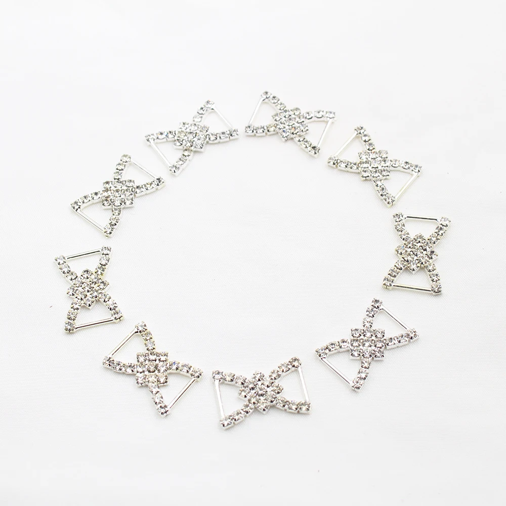 

Rhinestone X-Shaped Silver Alloy Jewelry Finding Buckle Clip for DIY Necklace Bracelet Belt Bag Shoe Brooch Craft Accessory