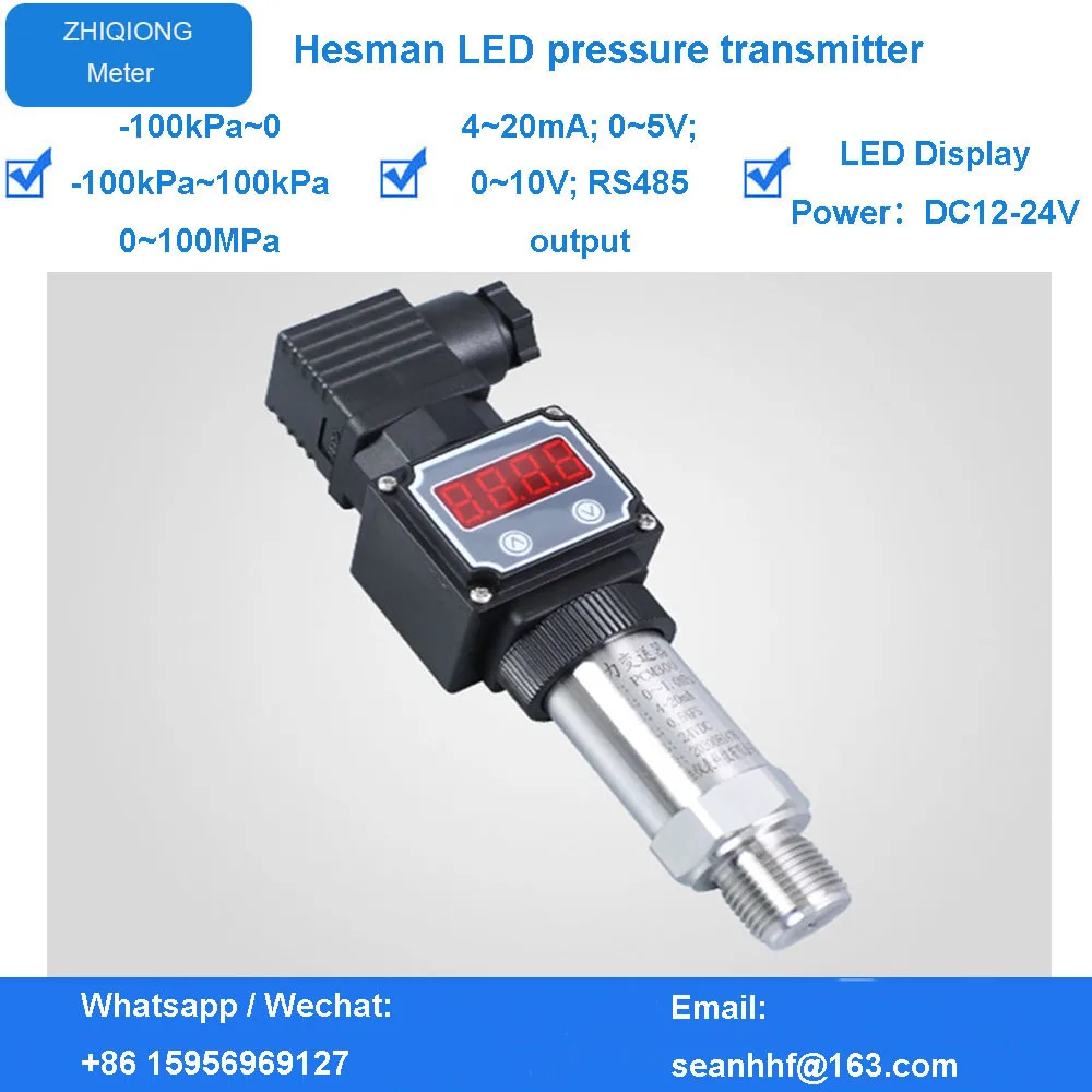 

LED Display Pressure Transmitter G1/4 Thread 4-20mA Output Air Pressure Water Pressure Oil Pressure Hydraulic Sensor DC24V