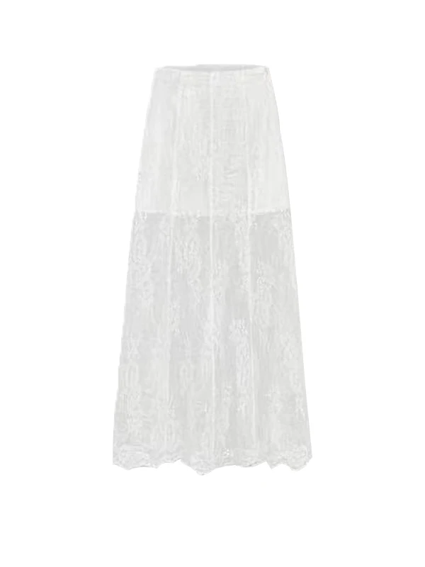 

plus Size Korean Sle Lace Splice Sun Protection Skirt Women's Faionable Mid-Length A-Line Skirt for Summer