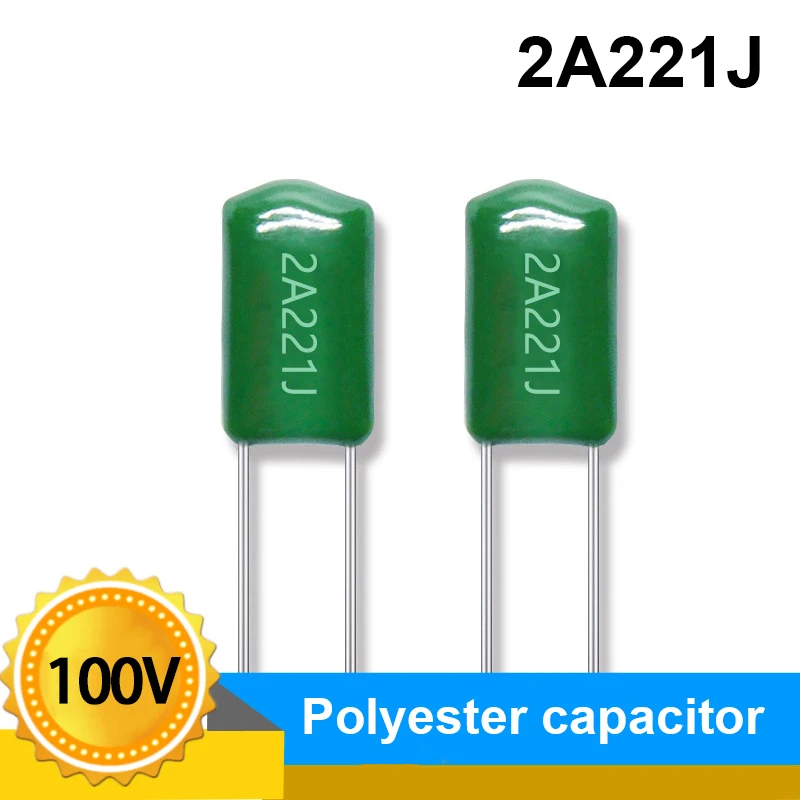 CL11 polyester capacitor 2A221J 220PF 0.22NF 100V pin spacing 5mm direct plug Mylar Capacitor 1000 pieces