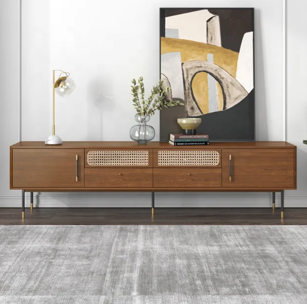

Modern Design Home Natural Wood Decoration Family Long TV Stand Cabinet