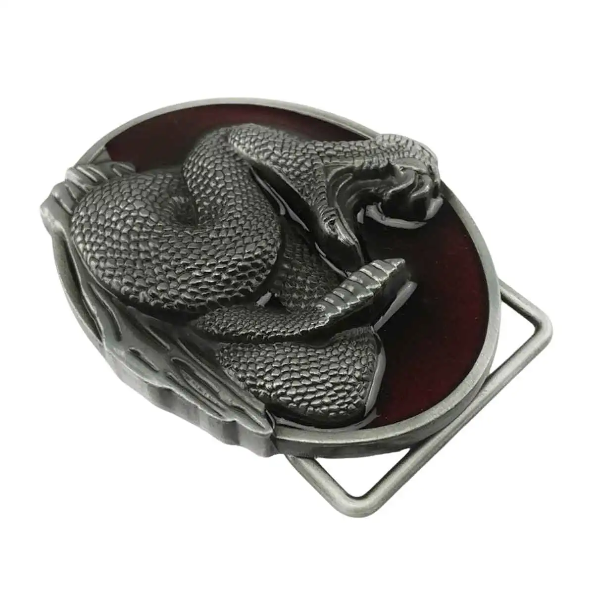 Picture 5: Blood-mouth Python Snake Belt Buckle - Retro Western Cowboy Style Embossed Red Belt Buckle for Men