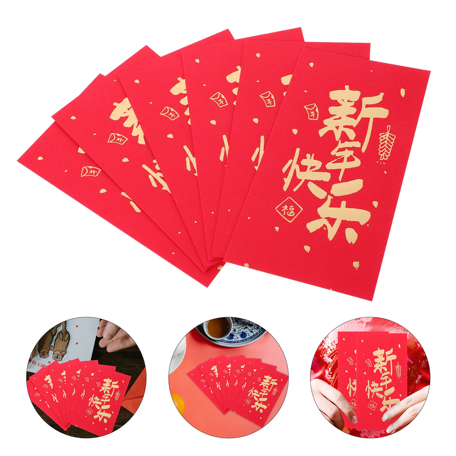 6Pcs Red Envelope Chinese Traditional Lucky Money Packets Thickened Paper Red Envelopes for Lunar New Year Wedding Graduation