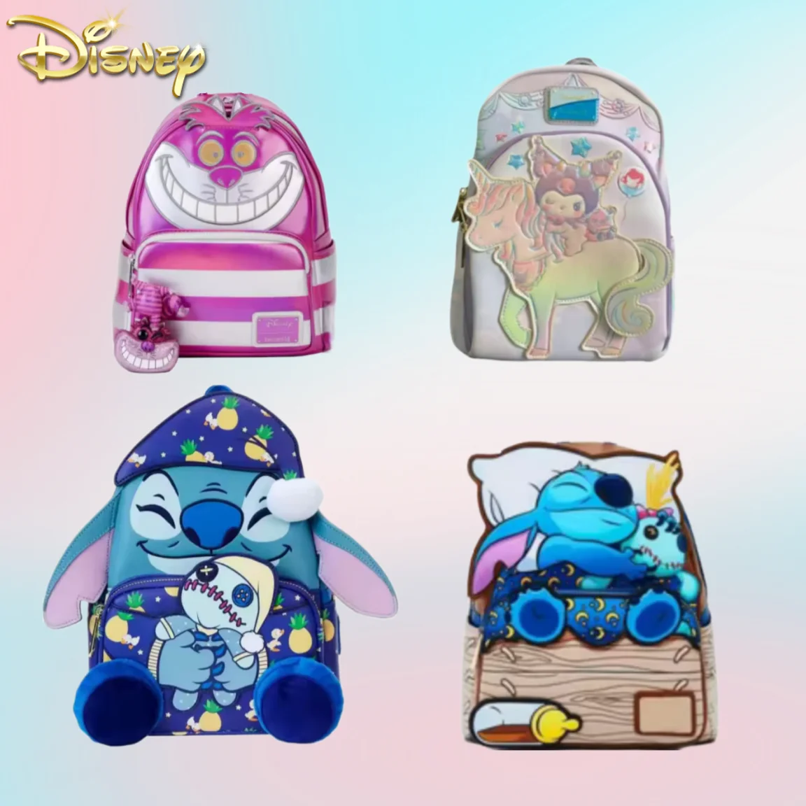 Loungefly Disney Stitch Starcraft Baby Backpack Cute Cartoon Embroidered Design Backpack Fresh Casual Mini Backpack Girl Gifts