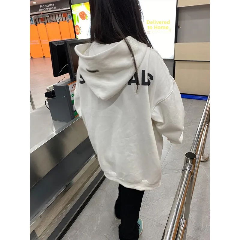 American Sle Oversize Hoodie Women's Spring Autumn Winter Fce Loose Small Size Trendy Hip Hop Top Cotton Polyester