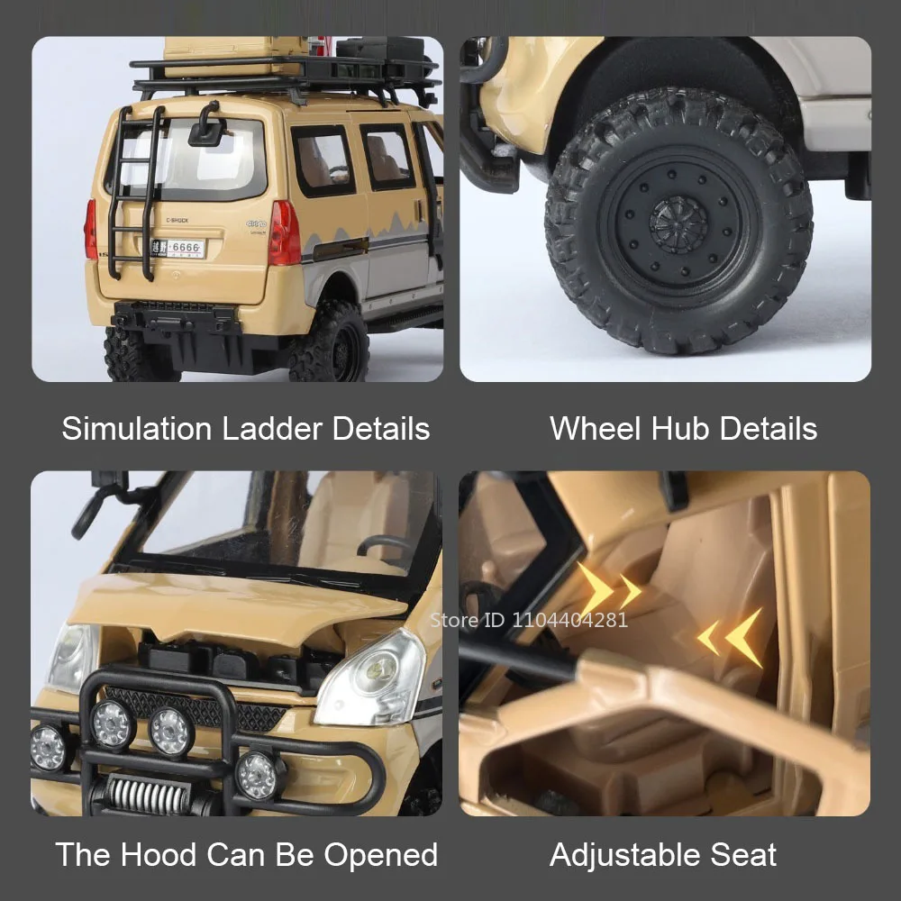 1:24 WuLing Van Mitsubishi Delica modelo de aleación de juguete puertas de coche fundidas a presión sonido abierto luz extraíble vehículo todoterreno regalos de cumpleaños