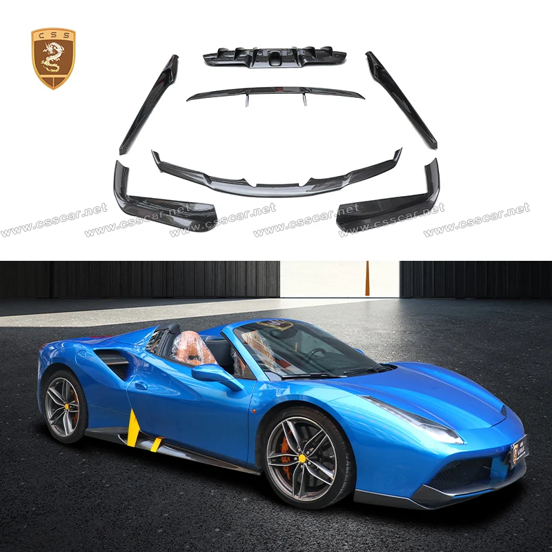 Car Front Bumper Splitter Wrap Angle For Ferrari 488 Nov Style Wide Rear Bumper Racing Spolier Wing Lid Extension Rocker