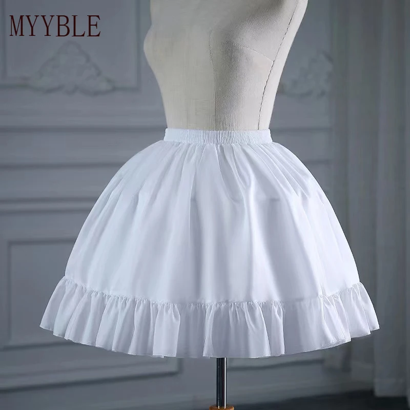 Customized Lolita Cosplay Short Petticoat Ruffles Single Hoop Crinoline Underskirt Elastic Waist Bridal Wedding Skirt Slips