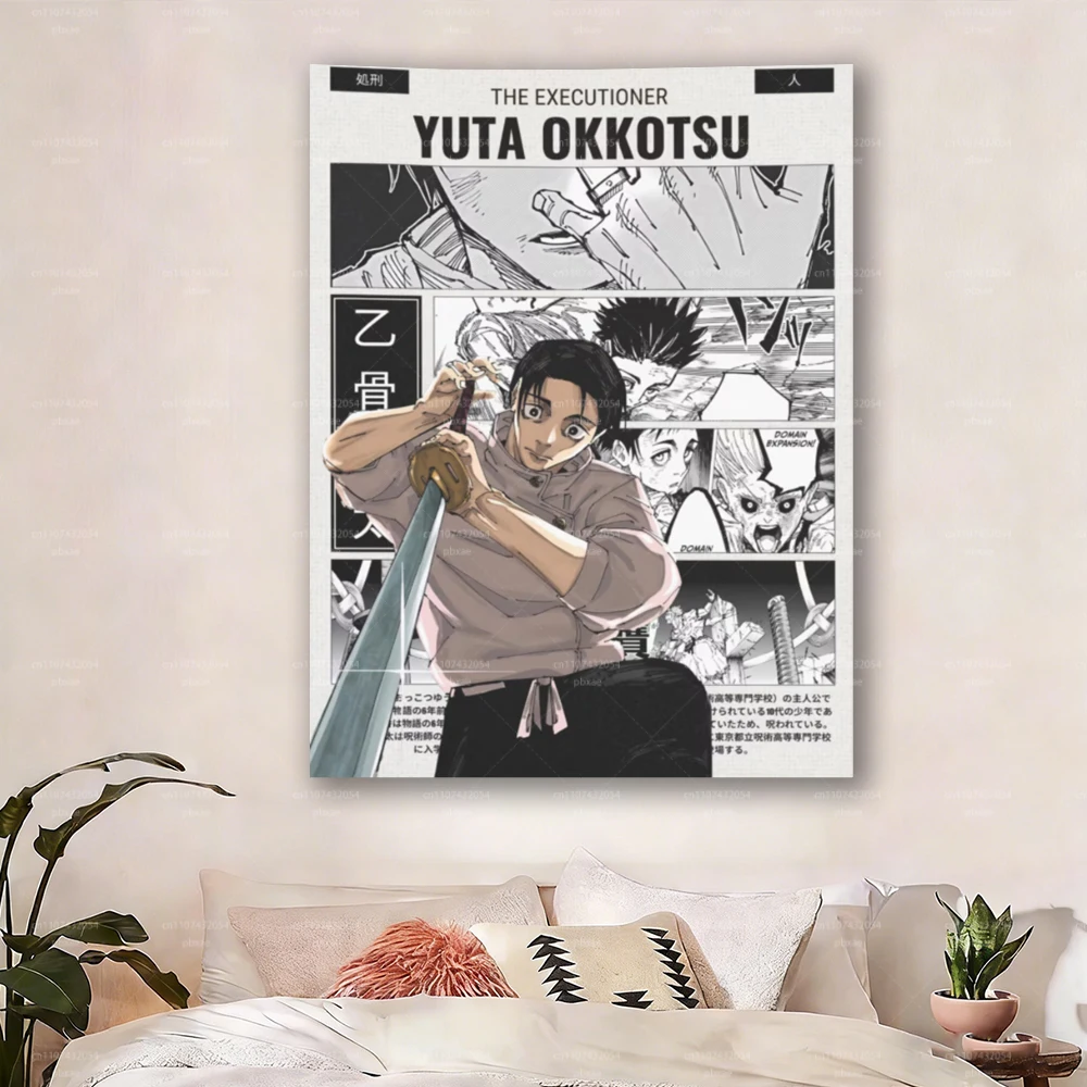 J-Jujutsu Kaisen Yuta Okkotsu Wandteppich - Anime Manga Kunst Wandbehang für Schlafzimmer Wohnheim Wohnzimmer Fan-Dekoration