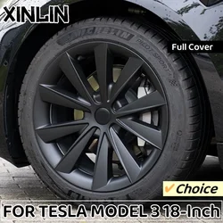 4PCS Hub Cap Performance Replacement Wheel Cap  for Tesla Model 3 2018-2023 18 Inch Automobile Hubcap Full Rim Cover Accessories