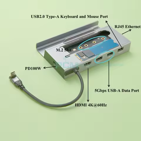 M.2 Steam Deck Dock, 7 In 1 USB-C Docking Station for Steam Dock Nintend Switch M.2 SSD NVME 4K@60Hz HD, RJ45 Ethernet, PD100W