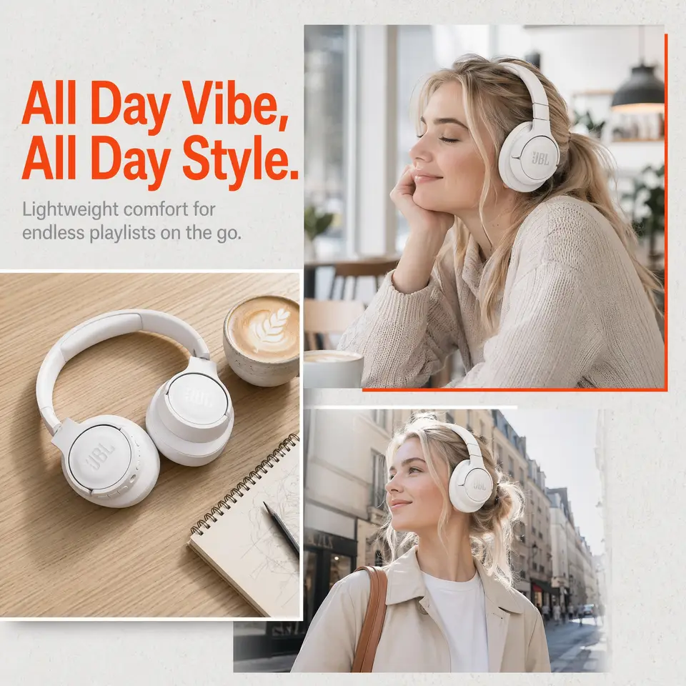 سماعات رأس بلوتوث JBL TUNE 770NC لاسلكية تقليل الضوضاء النشط موسيقى ألعاب سماعات طويلة المدى - 2