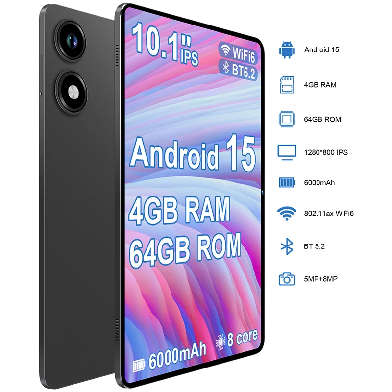 New 10.1 Inch Android Tablet PC Octa Core 4GB RAM 64GB ROM Google Play Dual 4G Network SIM Card Bluetooth WiFi Tablets Type-C