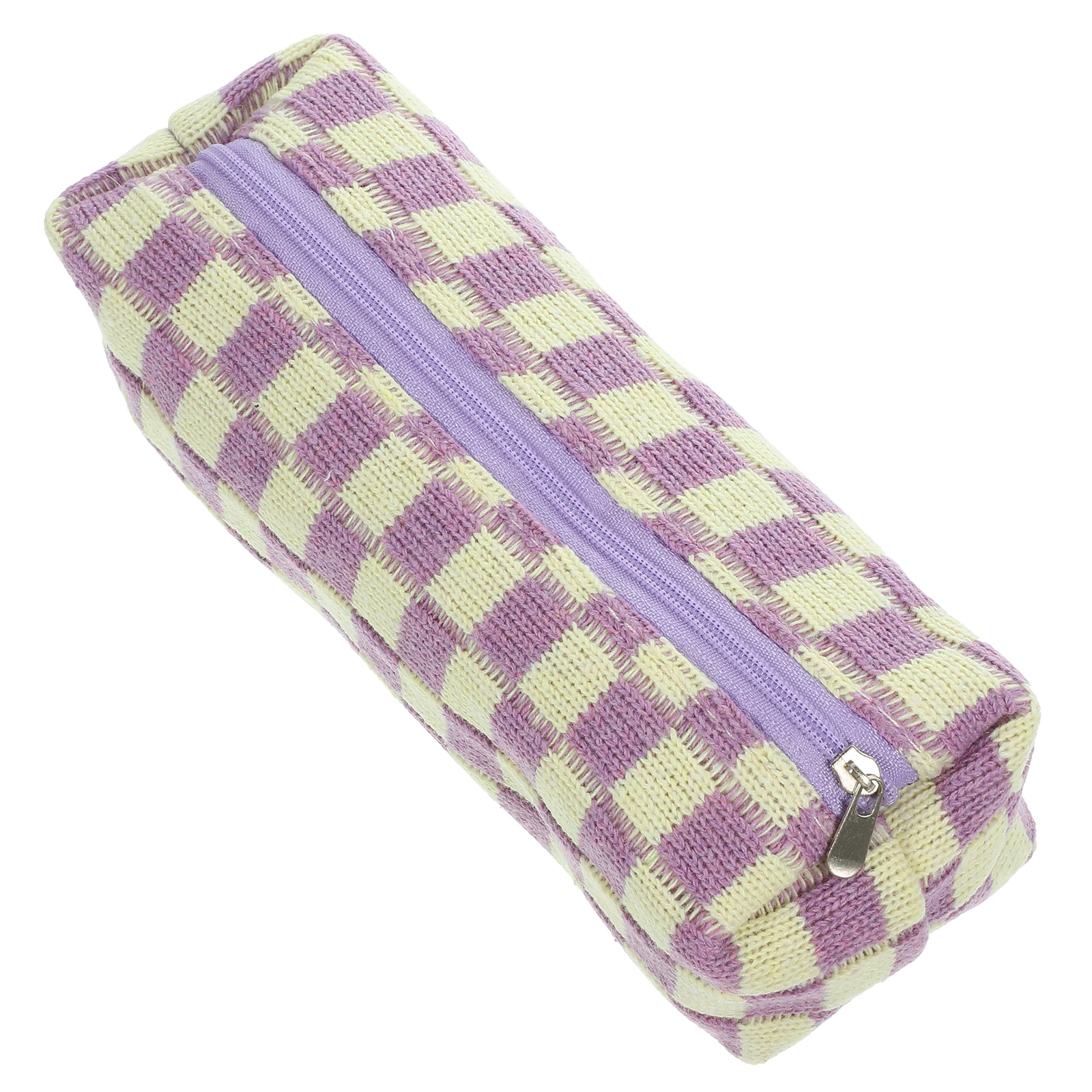 

Checkerboard Pencil Case Handheld Stationery Bag Teen Pouch Portable Coffee Small Large Capacity Zipper Storage Student