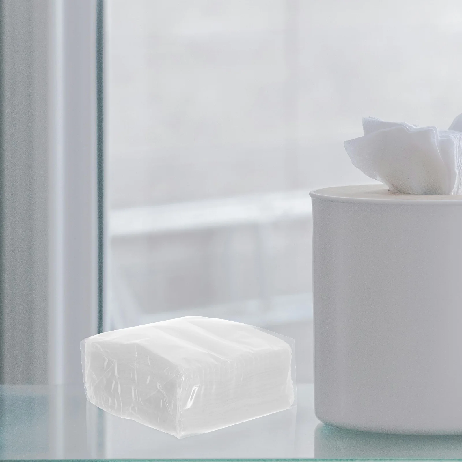 Papier de soie épais et pliable pour le visage, 50 pièces, serviettes blanches en vrac, pâte de bois vierge, bord en relief, hôtel, Restaurant, fête, mariage