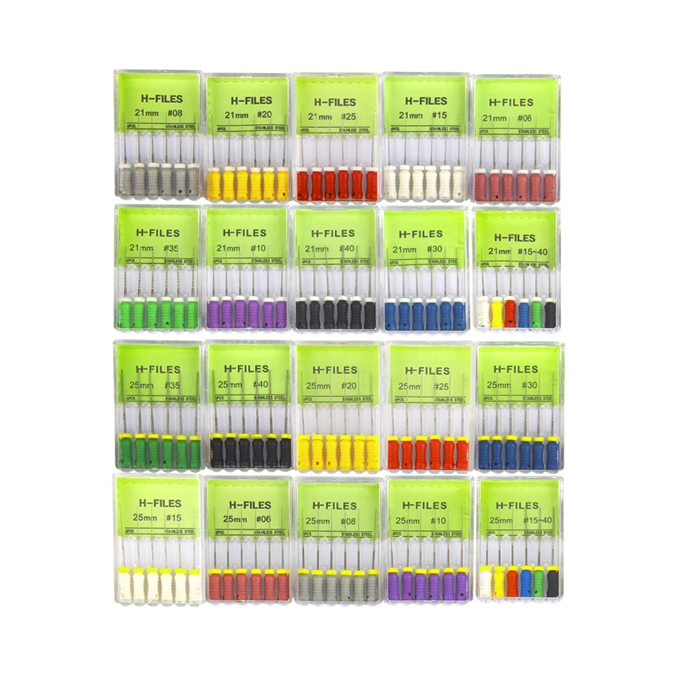 

Стоматологические файлы для ручного использования, H-файлы/K-файлы 21/25 мм, эндодонтические файлы для корневых каналов из нержавеющей стали, инструменты для стоматолога, инструменты
