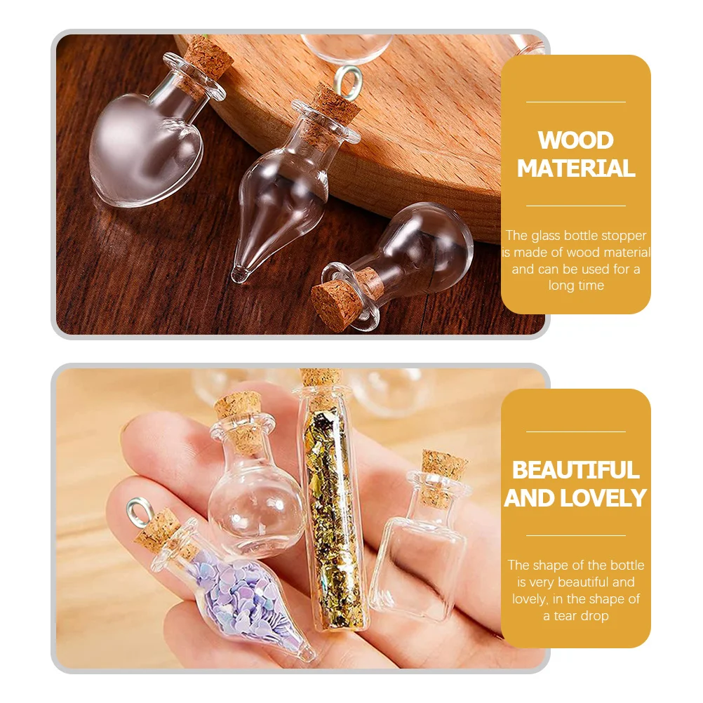 

32pcs Glass Bottle Hanging Decor Teardrop Shaped Jars For Diy Craft Sand Art Storage Message Wishing Corked Tiny Bottles