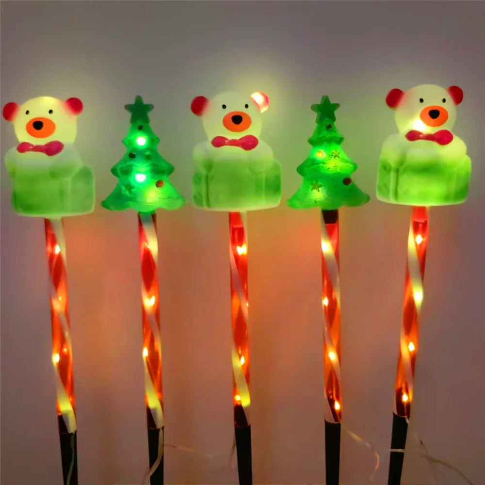 Luz de enchufe de Tierra Solar para árbol de Navidad, decoración de oso de vacaciones para patio, luz de ambiente festivo, luces de césped, decoración 805