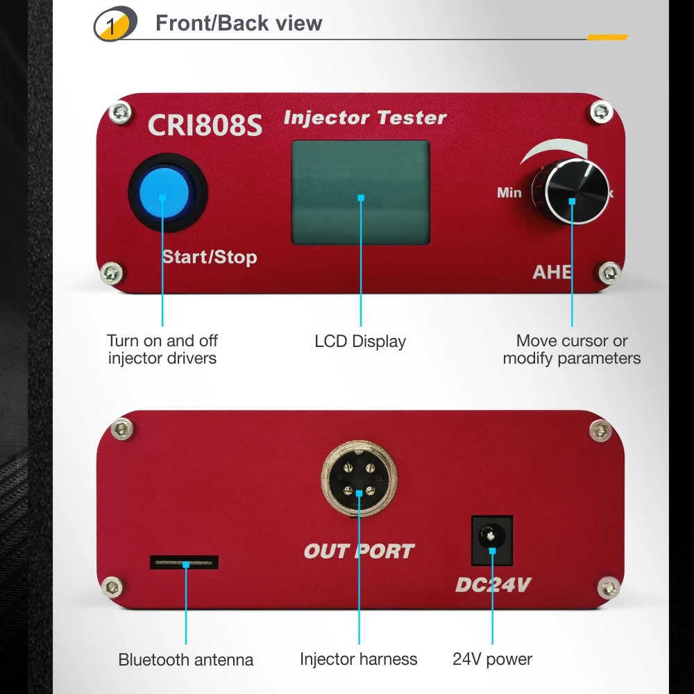Professional Common Rail Diesel Injector Tester Tool for Piezo Solenoid Injectors Windows/Android PC Bluetooth Wireless Control