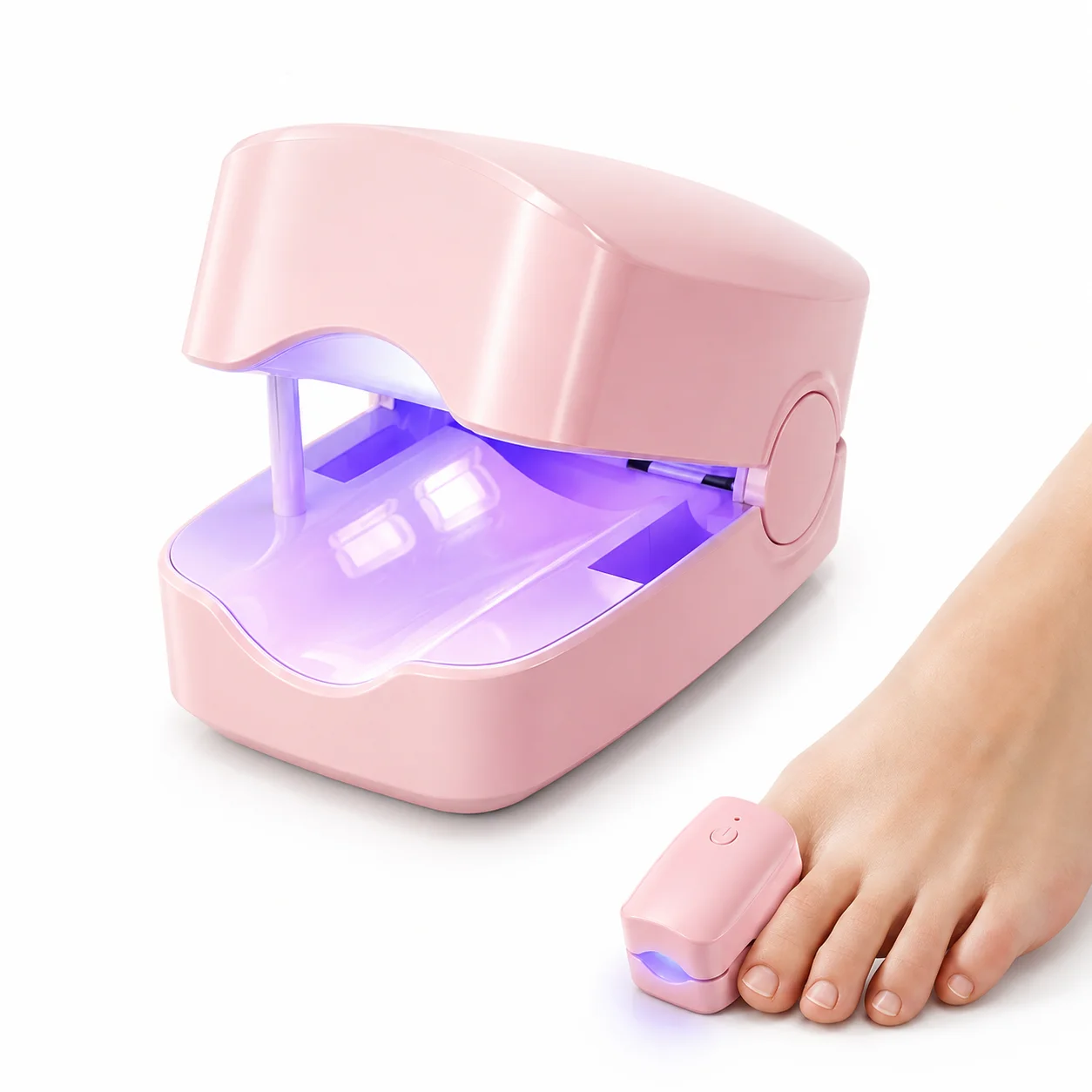 Nail Fungus Cleaning Device Portable 470nm Blue Light & 905nm Infrared Light Therapy Device for Toenail Fingernail Care Electric Home Nail Fungus Remover USB Rechargeable Compact Light Therapy Lamp Treatment for Hands Feet Men Women Care