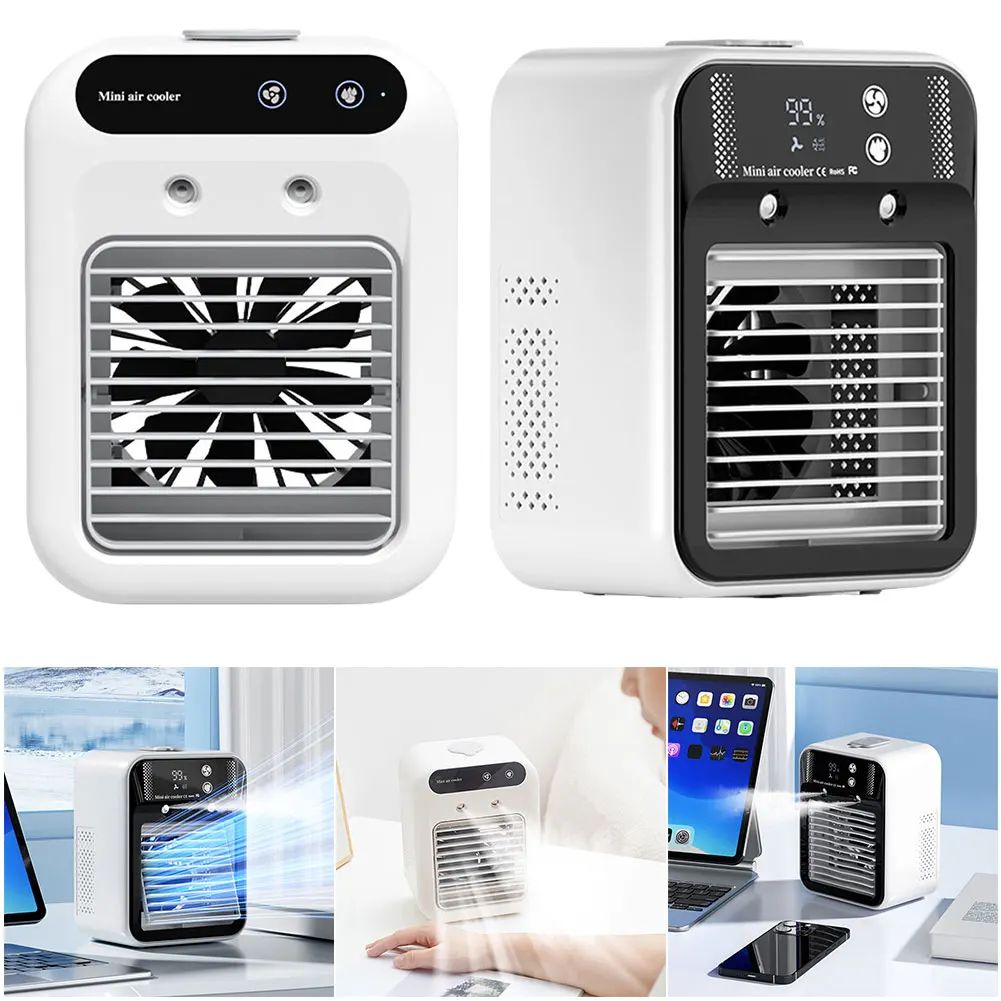 

Настольный USB-вентилятор, 2-скоростной персональный охлаждающий вентилятор, тихий настольный вентилятор с увлажнителем для спальни, офиса и кемпинга