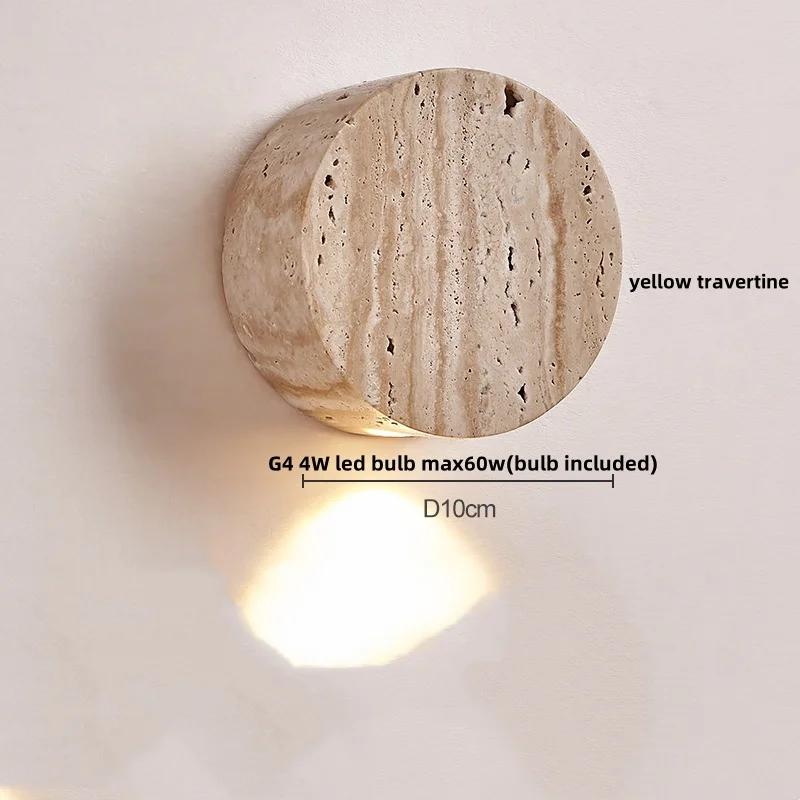 2026 Nordic Modern Column Yellow Travertine Stone Wall Lamp Sconce Home Decor LED Wall Light Fixture Coffee Corridor Living Room