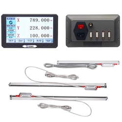 SINO 3 Axis LCD Full Touch Screen Digital Readout Kit with 2pcs Linear Scale Grating Glass Ruler for Milling Lathe Tool SDS200S
